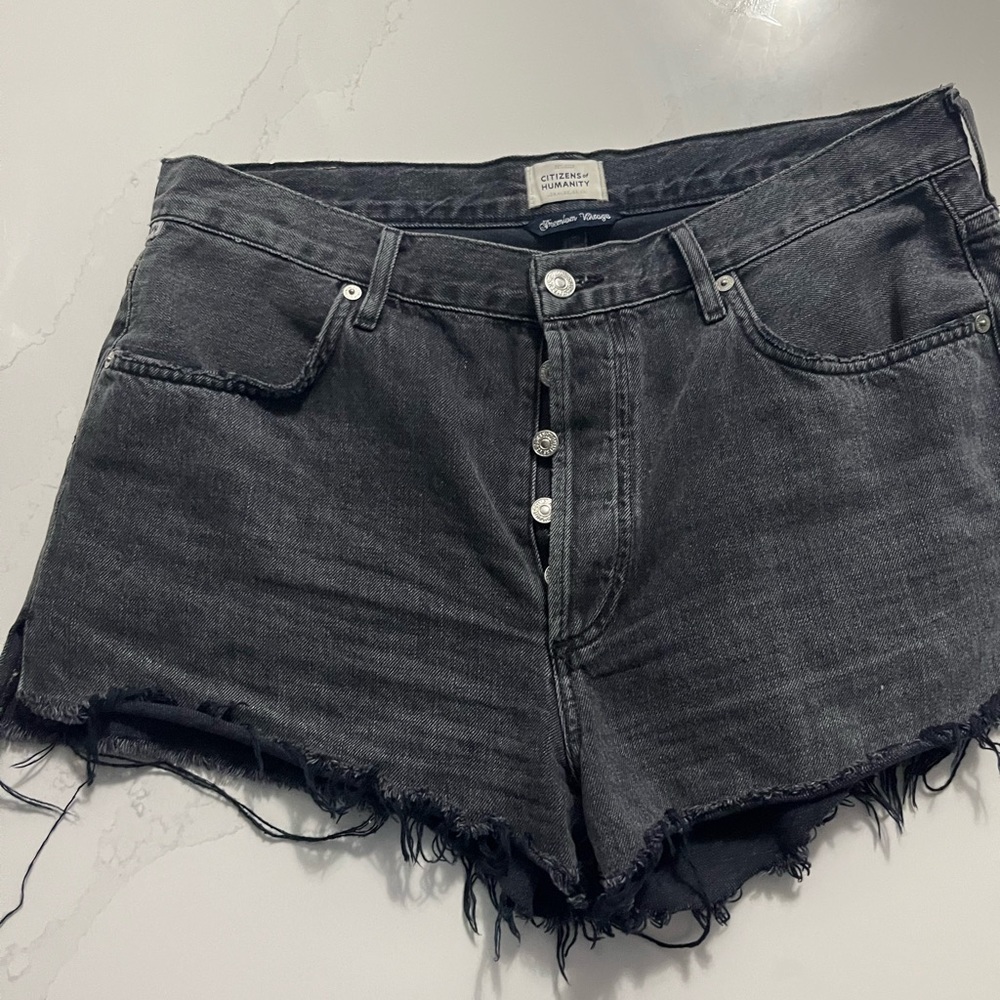 CITIZEN OF HUMANITY BLACK DENIM SHORTS